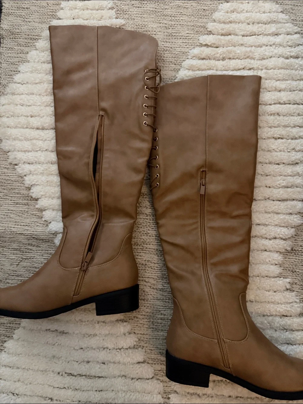 Women’s Tall Lace-Up Riding Boots — Tan